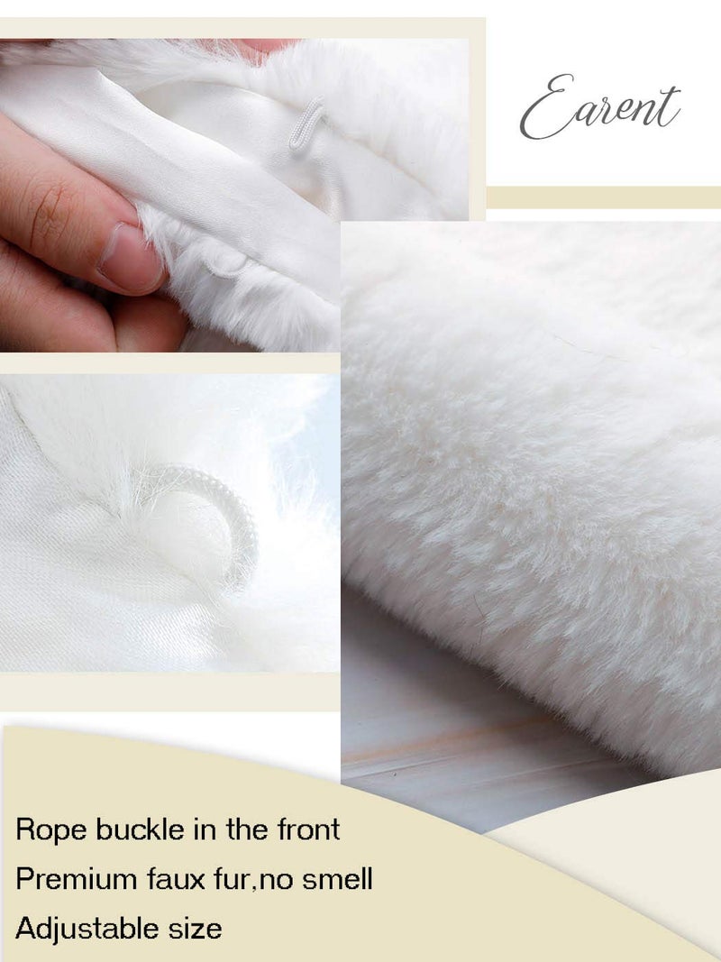 EARENT Women's Faux Fur Shawls and Wraps Bride Wedding Sleeveless 1920s Fur Scarfs Bridal Fur Stoles with Brooch Winter Fur Caplet for Brides and Bridesmaids (White) - Image 5